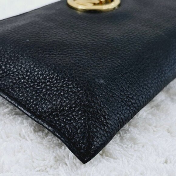 MICHAEL KORS Black Pebble Leather Jet Set Large Travel Clutch Wallet Wristlet - Picture 5 of 14